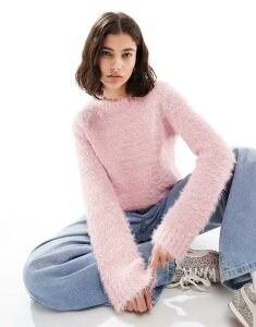 �X���[�h�x�A ���f�B�[�X �A�E�^�[ �j�b�g�E�Z�[�^�[ �N���[�l�b�N �Z�[�^�[ Threadbare crew neck fluffy soft touch sweater PINK �s���N