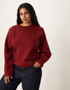 �G�C�\�X ���f�B�[�X �A�E�^�[ �j�b�g�E�Z�[�^�[ �Z�[�^�[ ASOS Curve ASOS DESIGN Curve structured waisted sweater with shoulder pads Burgundy �o�[�K���f�B