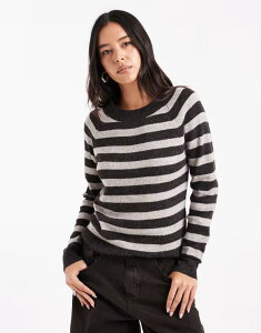 F[_ fB[X AE^[ jbgEZ[^[ Z[^[ jbg Vero Moda round neck knit sweater in chocolate and beige melange stripe Chocolate torte `R[g