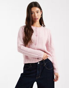 �s�[�V�[�Y ���f�B�[�X �A�E�^�[ �J�[�f�B�K�� Pieces textured cardigan in pale Dawn pink �s���N