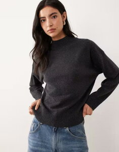 }S fB[X AE^[ jbgEZ[^[ nClbN Z[^[ jbg Mango high neck knit sweater in charcoal CHARCOAL `R[