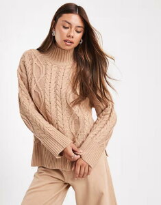 u[u\E fB[X AE^[ jbgEZ[^[ nClbN Z[^[ jbg Brave Soul chunky cable knit high neck sweater in camel CAMEL L
