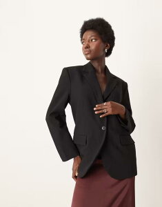 }S fB[X AE^[ WPbgEu] uU[ Mango Mila relaxed tailored blazer Black ubN