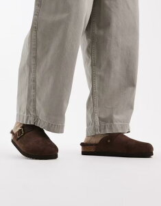 �G�C�\�X �����Y �V���[�Y �X���b�|���E���[�t�@�[ ASOS DESIGN mule loafers with faux fur lining BROWN �u���E��