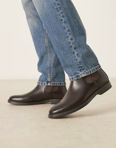 �}���S �����Y �V���[�Y �u�[�c�E���C���u�[�c �`�F���V�[�u�[�c �`�F���V�[ ���U�[ Mango leather chelsea boots in dark brown �u���E��