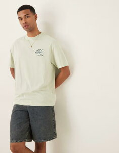 JoNC Y gbvX TVc S Calvin Klein Jeans chest monologo t-shirt in pale Tender Greens J[L
