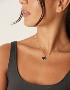 �f�U�C���r�[�����h�� ���f�B�[�X �A�N�Z�T���[ �l�b�N���X�E�`���[�J�[�E�y���_���g�g�b�v ���[�X DesignB London black stone clover pendant necklace tone GOLD �S�[���h