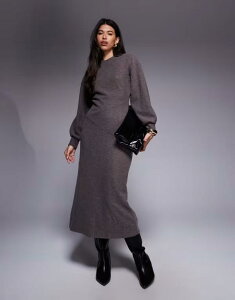 �G�C�\�X ���f�B�[�X �g�b�v�X �����s�[�X �}�L�V ASOS DESIGN supersoft long sleeve seam detail maxi dress in chocolate heather Chocolate �`���R���[�g