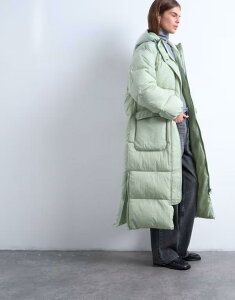 �g�b�v�V���b�v ���f�B�[�X �A�E�^�[ �W���P�b�g�E�u���]�� Topshop longline techy puffer jacket sage �Z�[�W