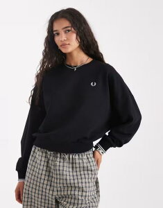 tbhy[ fB[X AE^[ p[J[EXEFbg Vc Fred Perry tipped sweatshirt Black ubN