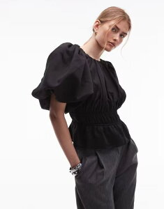 AhAU[Xg[[Y fB[X gbvX Vc uEX & Other Storieshort sleeve volume blouse with statement puff sleeves and cinch waist black ubN