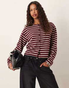 �G�C�\�X ���f�B�[�X �g�b�v�X �V���c ASOS DESIGN brushed striped button up top - part of a set Burgundy �o�[�K���f�B