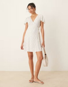 �W�F�C�f�B�[���C ���f�B�[�X �g�b�v�X �����s�[�X �v�����g �~�j JDY mini wrap dress with blue heart print WHITE �z���C�g