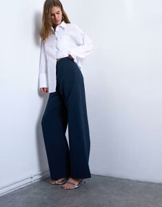 �g�b�v�V���b�v ���f�B�[�X �{�g���X �J�W���A���p���c Topshop clean pull on tailored pants NAVY �l�C�r�[