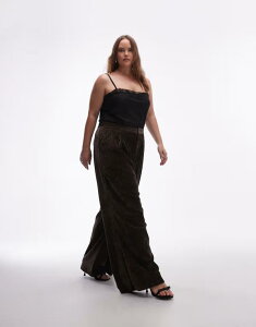 �G�C�\�X ���f�B�[�X �{�g���X �J�W���A���p���c ���C�h���b�O �x���x�b�g ASOS Curve ASOS DESIGN Curve textured velvetailored wide leg pants in chocolate �`���R���[�g