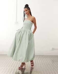 �G�C�~�[�E���[ ���f�B�[�X �g�b�v�X �����s�[�X Amy Lynn Polly shirred midaxi dress in mint �~���g