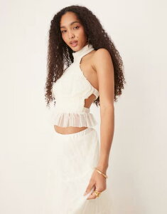 ���[�X �A���h �r�[�Y ���f�B�[�X �g�b�v�X �V���c �w���J�� Lace & Beadshirred backless top - part of a set Ivory �A�C�{���[