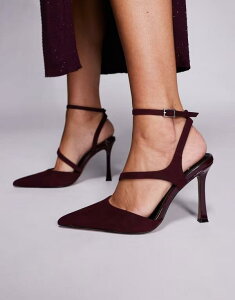 �G�C�\�X ���f�B�[�X �V���[�Y �q�[�� �X�G�[�h ASOS DESIGN Wide Fit Past higheeled shoesuedette Burgundy �o�[�K���f�B