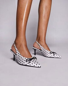�p�u���b�N�f�U�C�A ���f�B�[�X �V���[�Y �q�[�� �h�b�g�� �h�b�g Public Desire Valley slingbackitten heels and white polka dot Black Polka �u���b�N