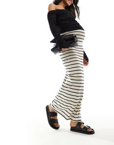 �}�}���C�V�A�X ���f�B�[�X �{�g���X�J�[�g �W���[�W�[ �}�^�j�e�B �}�L�V Mama.licious Mamalicious Maternity jersey over the bump maxi skirt in cream stripe BEIGE �x�[�W��