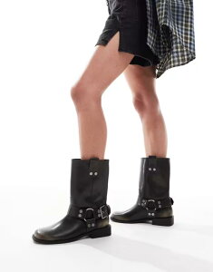 �G�C�\�X ���f�B�[�X �V���[�Y �u�[�c�E���C���u�[�c ASOS DESIGN Wide Fit Arley burnished flat moto boots Burnished �u���E��
