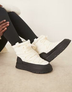 �G�C�\�X ���f�B�[�X �V���[�Y �u�[�c�E���C���u�[�c �i�C���� ���[�X ASOS DESIGN Arrow nylon lace up snow boots in creamono CREAMONO �N���[��