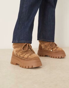 �G�C�\�X ���f�B�[�X �V���[�Y �u�[�c�E���C���u�[�c ���[�X ASOS DESIGN Acclaim shearling lace up snow boots in taupe �g�[�v