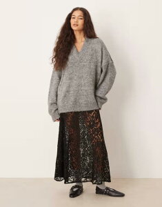 �G�C�\�X ���f�B�[�X �{�g���X�J�[�g ���[�X �}�L�V ASOS DESIGN lace circle maxi skirt Black �u���b�N