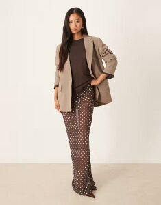 �G�C�\�X ���f�B�[�X �{�g���X�J�[�g �h�b�g�� �h�b�g ���b�V�� �V�A�[ �}�L�V ASOS DESIGN mesheer maxi skirt polka dot Brown �u���E��