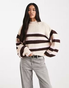 �~�X�Z���t�t���b�W ���f�B�[�X �A�E�^�[ �j�b�g�E�Z�[�^�[ Misselfridge brushed fluffy sweater and cream stripes Pink / cream stripe �N���[��