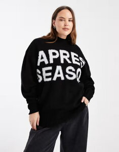 �G�C�\�X ���f�B�[�X �A�E�^�[ �j�b�g�E�Z�[�^�[ �n�C�l�b�N ASOS Curve ASOS DESIGN Curve tinsel high neck sweater Black �u���b�N