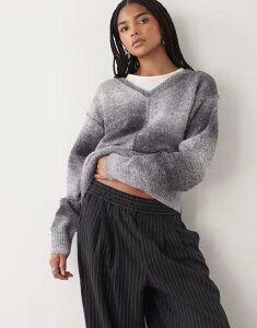 �E�B�[�N�f�C ���f�B�[�X �A�E�^�[ �j�b�g�E�Z�[�^�[ V�l�b�N Weekday space dye V-neck sweater melange Gray melange �O���[