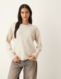 ���B�� ���f�B�[�X �A�E�^�[ �j�b�g�E�Z�[�^�[ Vila oversized knit sweater in heathered cream Birch melange �N���[��