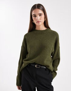 ���F�����[�_ ���f�B�[�X �A�E�^�[ �j�b�g�E�Z�[�^�[ Vero Moda soft o-neck sweater in grape leaf Heathered Grape Leaf �O���[�v