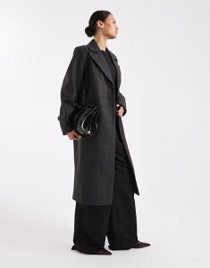�I�����[ ���f�B�[�X �A�E�^�[ �R�[�g �E�[�� ONLY oversized formalongline coat in dark gray faux wool Dark gray melange �O���[