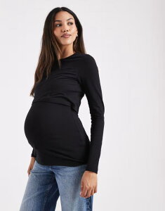 �}�}���C�V�A�X ���f�B�[�X �g�b�v�X T�V���c �W���[�W�[ �}�^�j�e�B Mama.licious Mamalicious Maternity nursing function long sleeve jersey top Black �u���b�N