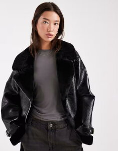 �~�X�Z���t�t���b�W ���f�B�[�X �A�E�^�[ �W���P�b�g�E�u���]�� Misselfridge shiny aviator jacket Black �u���b�N