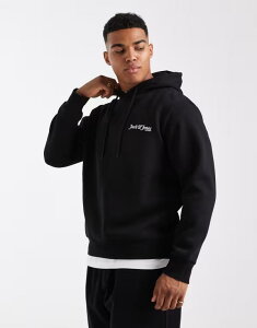 �W���b�N �A���h �W���[���Y �����Y �A�E�^�[ �p�[�J�[�E�X�E�F�b�g ���S Jack & Jones logo hoodie Black �u���b�N