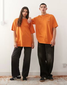 �R���[�W���� ���f�B�[�X �g�b�v�X T�V���c ���S COLLUSION Unisex logo t-shirt in orange �I�����W