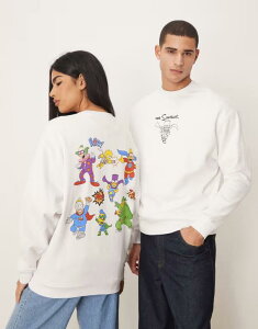 �G�C�\�X ���f�B�[�X �A�E�^�[ �p�[�J�[�E�X�E�F�b�g �v�����g T�V���c ASOS DESIGN unisex oversized T-shirt withE SIMPSONS print WHITE �z���C�g