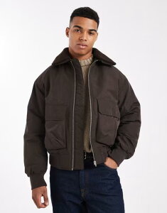 WbN Ah W[Y Y AE^[ WPbgEu] Jack & Jones bomber jacket with teddy collar in chocolate torte `R[g