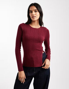 �G�C�\�X ���f�B�[�X �g�b�v�X T�V���c �N���[�l�b�N �j�b�g ASOS DESIGN knit crew neck longline top with side split Burgundy �o�[�K���f�B