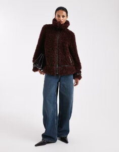 �~�X�Z���t�t���b�W ���f�B�[�X �A�E�^�[ �W���P�b�g�E�u���]�� Misselfridge borg oversized aviator in chocolate �`���R���[�g