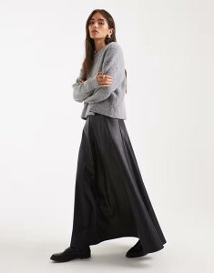 �~�X�Z���t�t���b�W ���f�B�[�X �{�g���X�J�[�g ���U�[ �}�L�V �t�F�C�N���U�[ Misselfridge faux leather maxi skirt Black �u���b�N