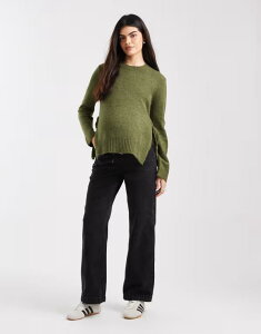 �}�}���C�V�A�X ���f�B�[�X �{�g���X �f�j���p���c ���C�h���b�O �}�^�j�e�B �W�[���Y Mama.licious Mamalicious Maternity under the bump adjustable waist wide leg jeans wash Black Denim �u���b�N