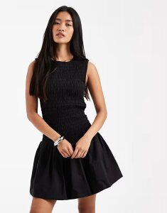 �s�[�V�[�Y ���f�B�[�X �g�b�v�X �����s�[�X �~�j �m�[�X���[�u PIECES puffball hem sleeveless mini dress Black �u���b�N