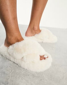�V�~ ���f�B�[�X �V���[�Y �T���_�� SIMMI Shoesimmi London Fuzzy crosstrap slippers in cream �N���[��