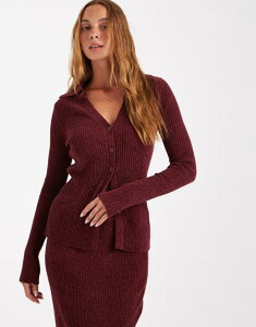 �G�C�\�X ���f�B�[�X �A�E�^�[ �j�b�g�E�Z�[�^�[ �J�[�f�B�K�� ASOS DESIGN knit longline collared cardigan - part of a set Burgundy �o�[�K���f�B
