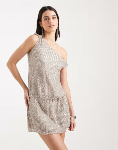���[�e�� ���f�B�[�X �g�b�v�X �����s�[�X �~�j Motel Vora one shoulder mini dressparkle BEIGE �x�[�W��
