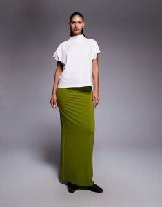 �G�C�\�X ���f�B�[�X �{�g���X�J�[�g �W���[�W�[ �}�L�V ASOS DESIGN jersey column maxi skirt in olive Green �O���[��